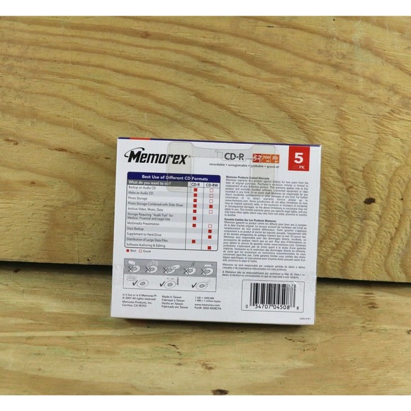 New Memorex CD-R 52X 700 MB 80 Min 52x 5 Pack Blank Media 2007 - Picture 2 of 3